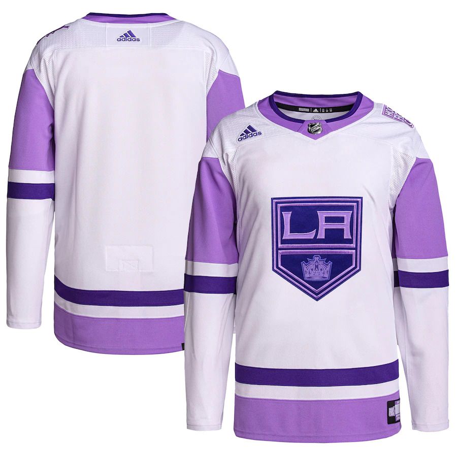 Men Los Angeles Kings adidas White Purple Hockey Fights Cancer Primegreen Authentic Blank Practice NHL Jersey->los angeles kings->NHL Jersey